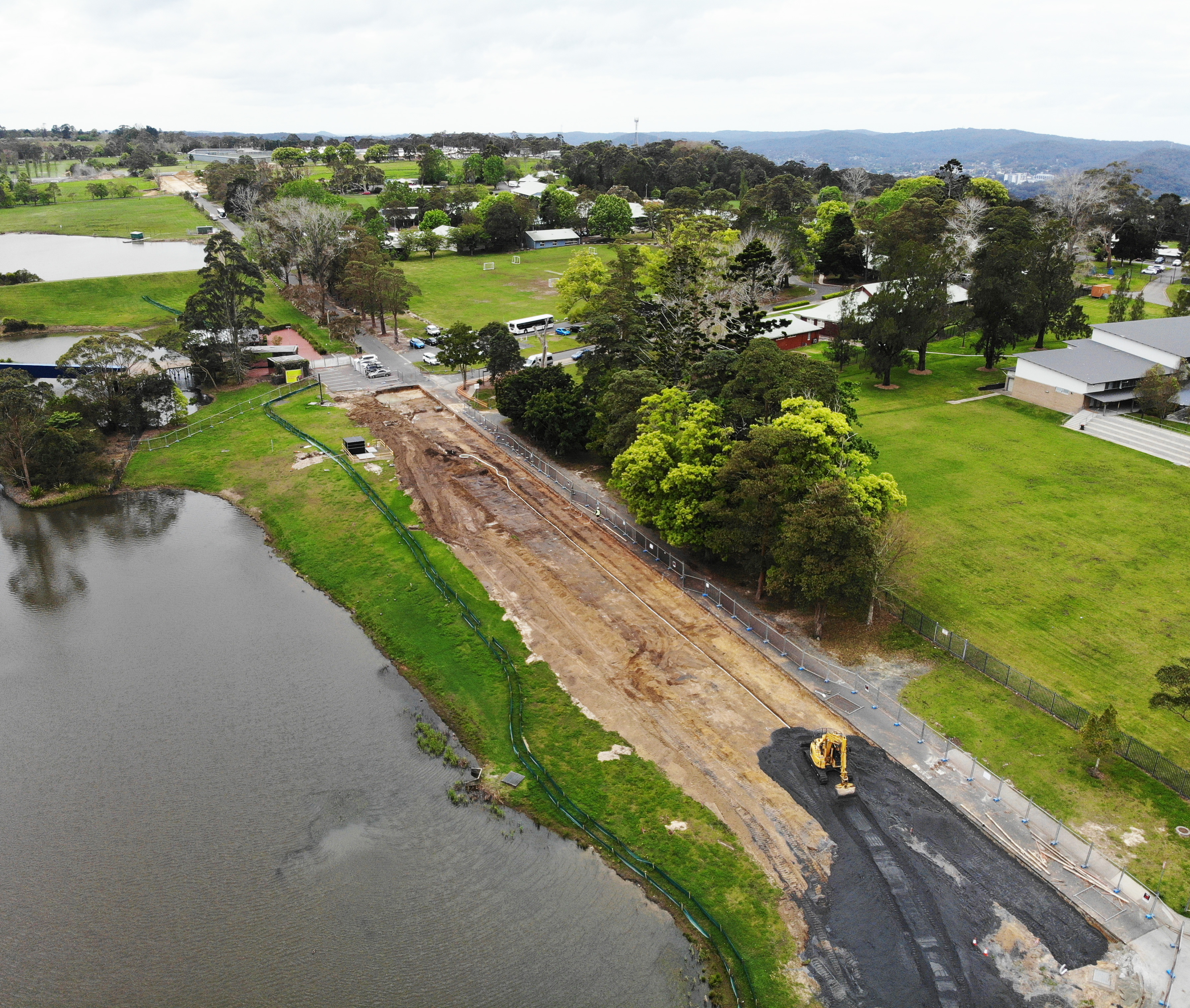 An aerial view of Parklands Rd works