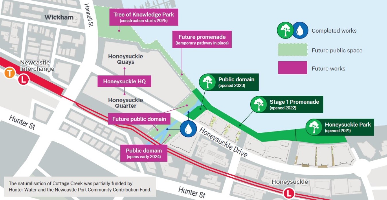Promenade and Cottage Creek project status map