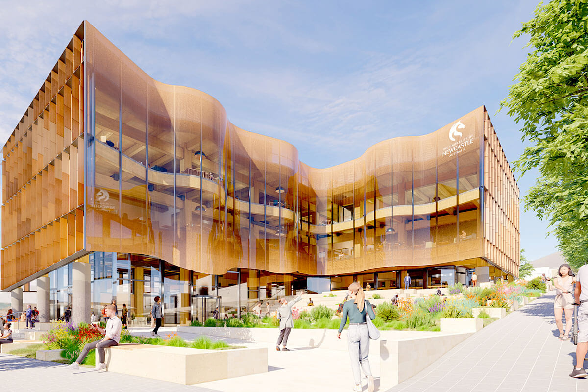 Artist render of the University of Newcastle campus at Gosford. Credit: Hunter and Central Coast Development Corporation